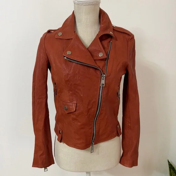 Imperial Biker Jacket Short with Zip And Pockets Leather Women’s Size Small